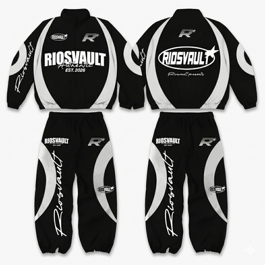 "WHAT THE " WIND BREAKER SET - BLACK
